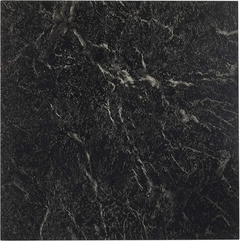 Sterling Peel & Stick Vinyl Floor Tiles, 20-Pack, 12 x 12 in, Black