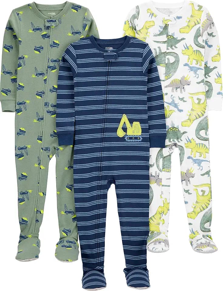 Simple Joys by Carter's Baby Boys 3 pack Snug Fit Footed Cotton Pajamas