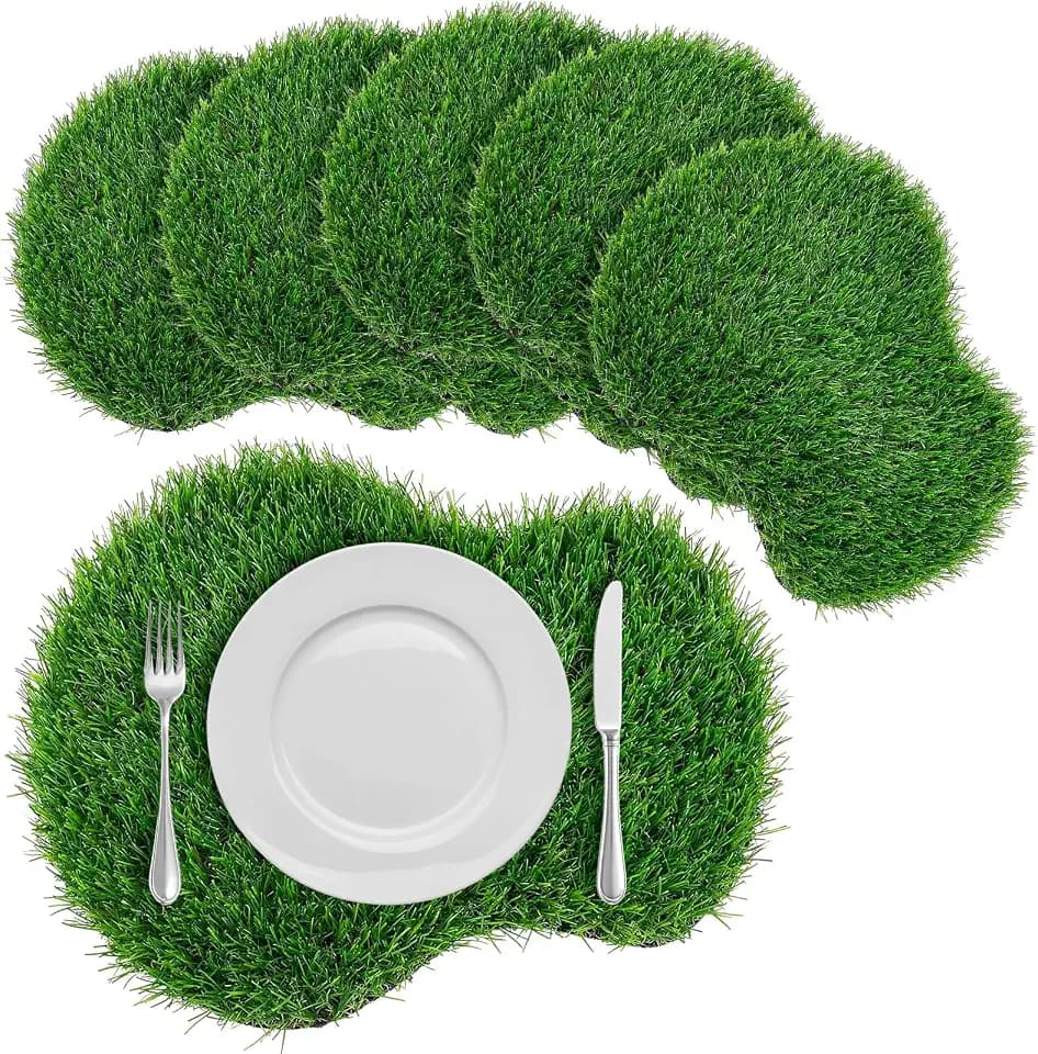 6 Pcs Golf Artificial Grass Placemats for Party Decorations