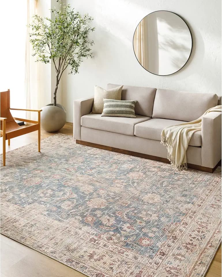 Livabliss x Becki Owens Marlene Vintage Medallion Runner Area Rug, 2'7" x 7'3", Blue/Tan