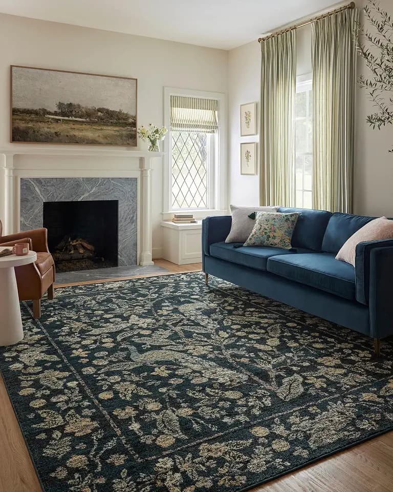 Loloi Rifle Paper Co Laurel Navy 7'-10" x 10' Area Rug