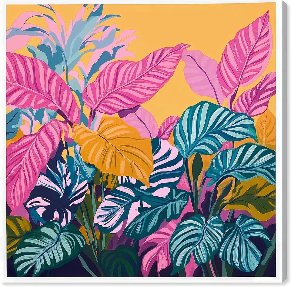 Art Remedy Jungle's Palette Canvas Colorful Tropical, Gallery Wrapped, 40" x 40"