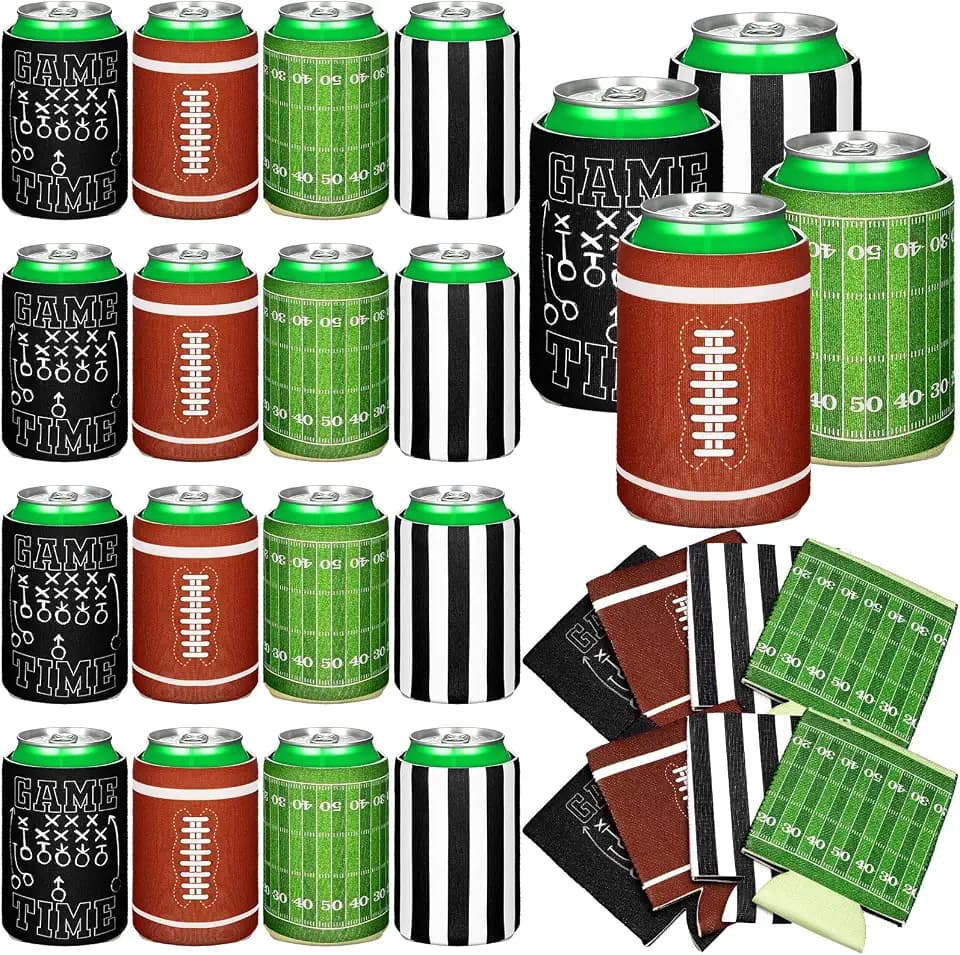SiliFine 12 Count Football Party Favors Supply Football Can Cooler Sleeves