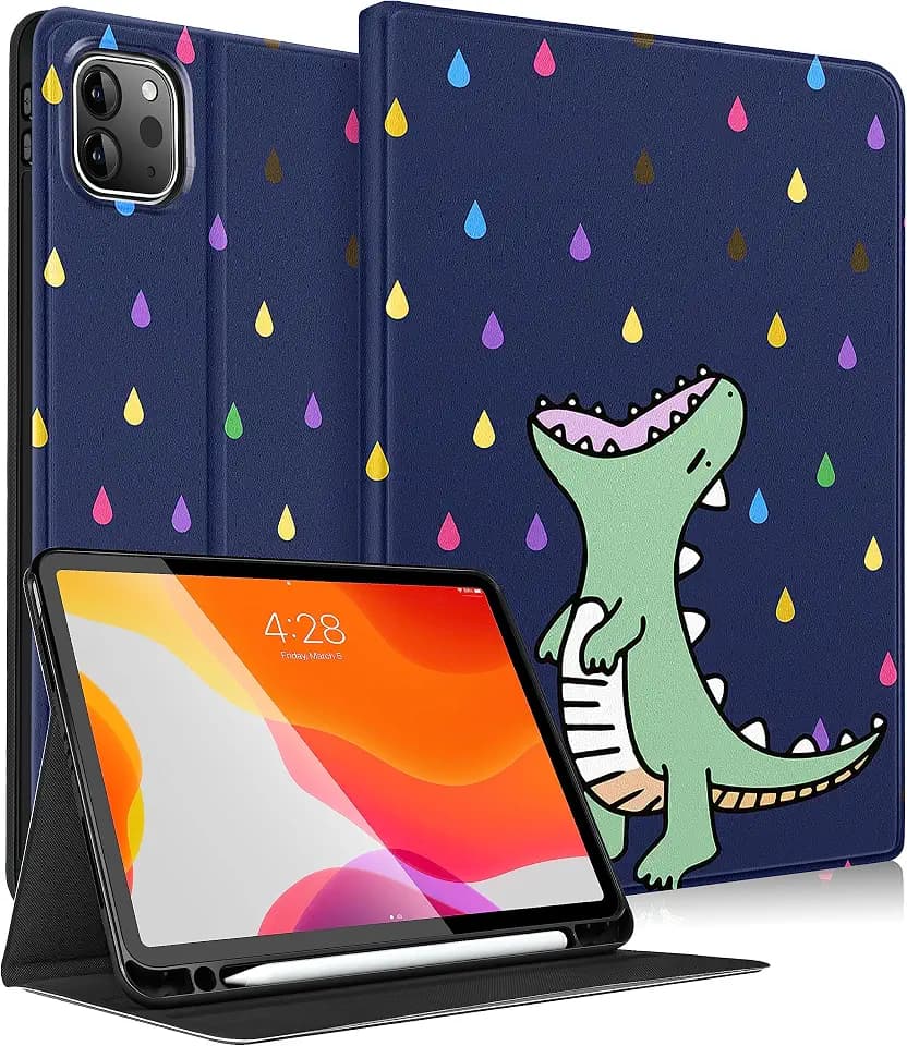 Uppuppy Schutzhülle für iPad Pro 32,8 cm (12,9 Zoll) iPad Air 13 Zoll 2024, niedlicher Stifthalter, Kawaii-Mädchen, Dino-Folio-Schutzhülle für Apple 12,9 Zoll (32,8 cm), iPad Pro Hülle 6. / 5. / 4. /
