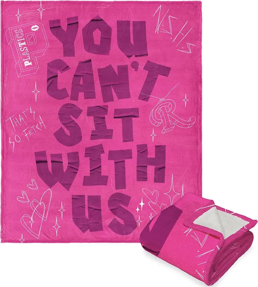 Northwest Mean Girls Silk Touch Sherpa Throw Blanket, 50" x 60", Can't Sit with Us