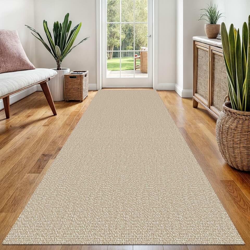 EARTHALL Washable Runner Rug, Non Slip Foyer Runner, 3x8 Ft, Sand/Beige