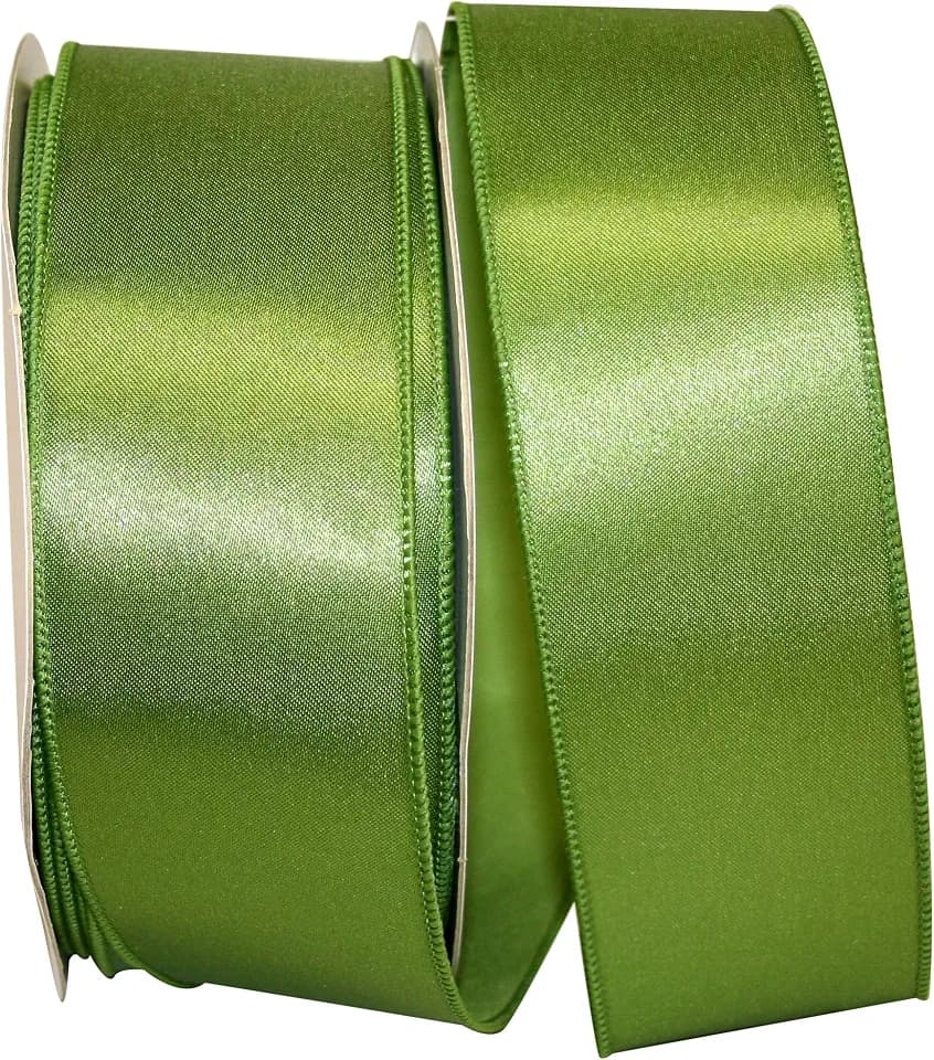 Reliant Ribbon 92575W-043-40K Satin Value Wired Edge Ribbon, 2-1/2 Inch X 50 Yards, Moss