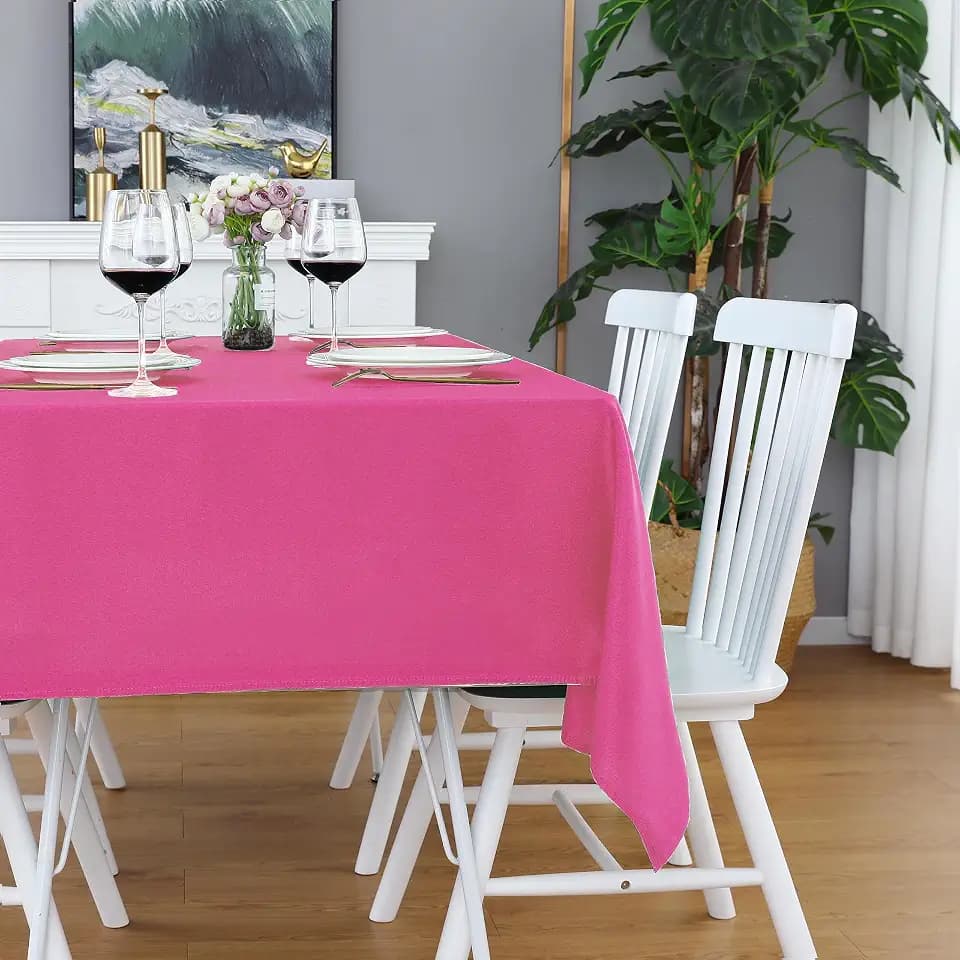 FOLINS&HOME Hot Pink Square Tablecloth, 54 x 54 Inch Waterproof Table Cloth