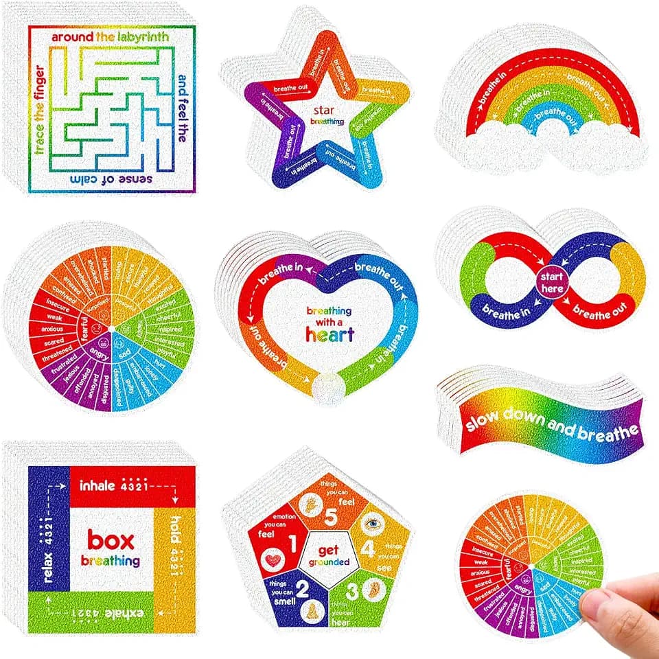 Libima 72 Pcs Anxiety Sensory Breathing Stickers,Bright Color
