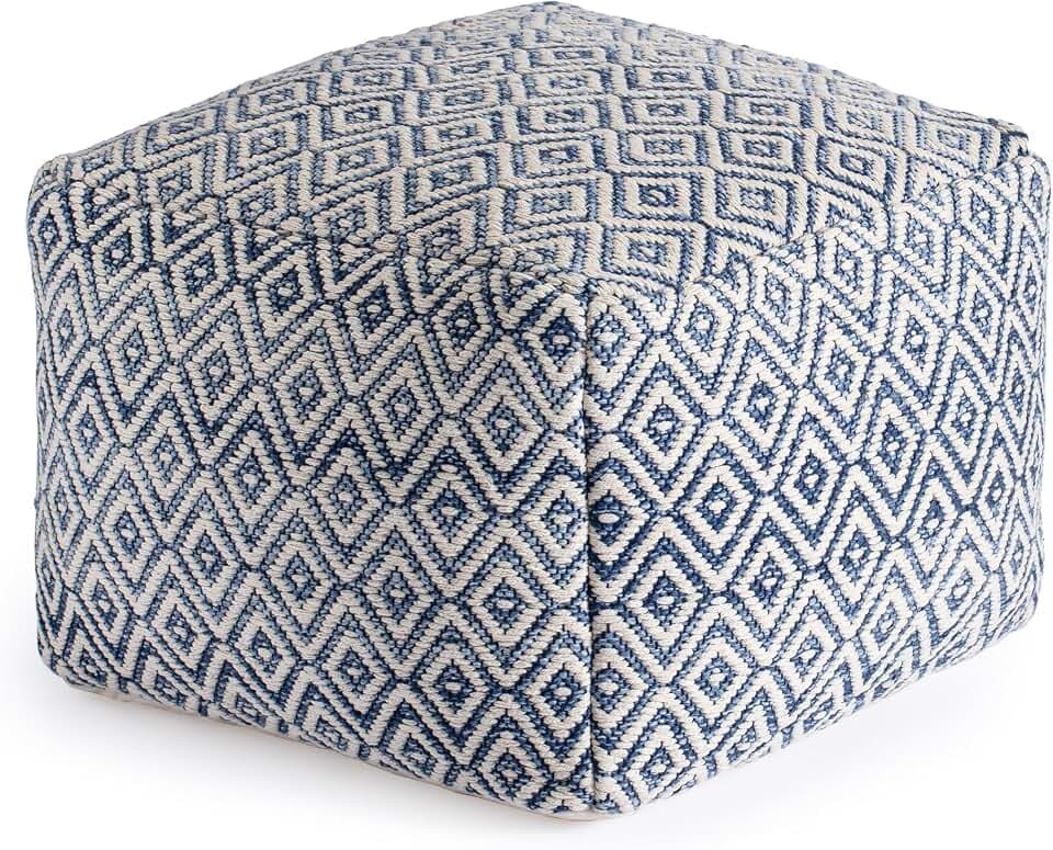 Anji Mountain 16" H x 22" W Handmade Pouf Ottoman for Living Room & Couch