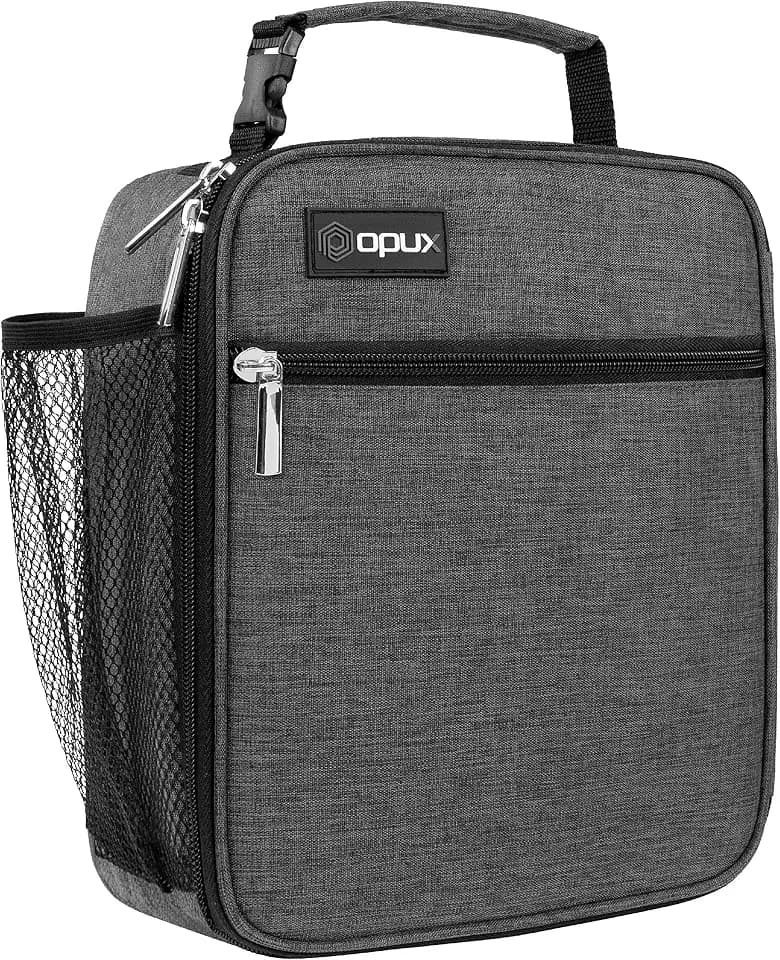 opux Insulated Lunch Box Kid & Adult, Leakproof Soft Cooler Bag, Charchoal