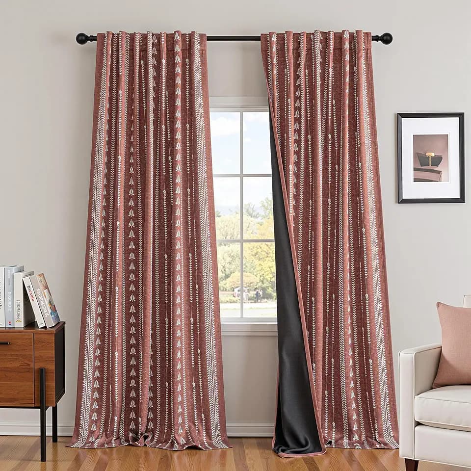 MEETSKY Boho Terracotta 95% Blackout Curtains for Bedroom 50Wx84L,2 Panels