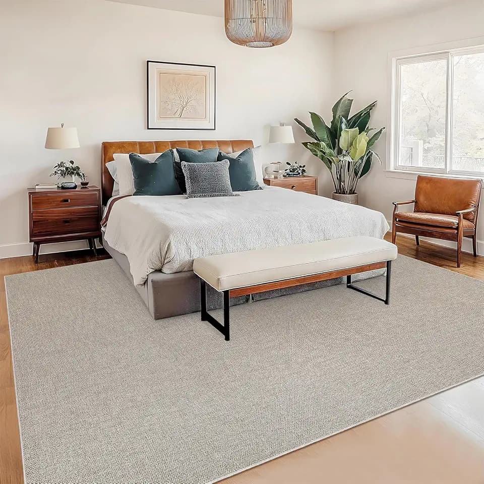 5x7 Washable Non-Slip Textured Area Rug Camel