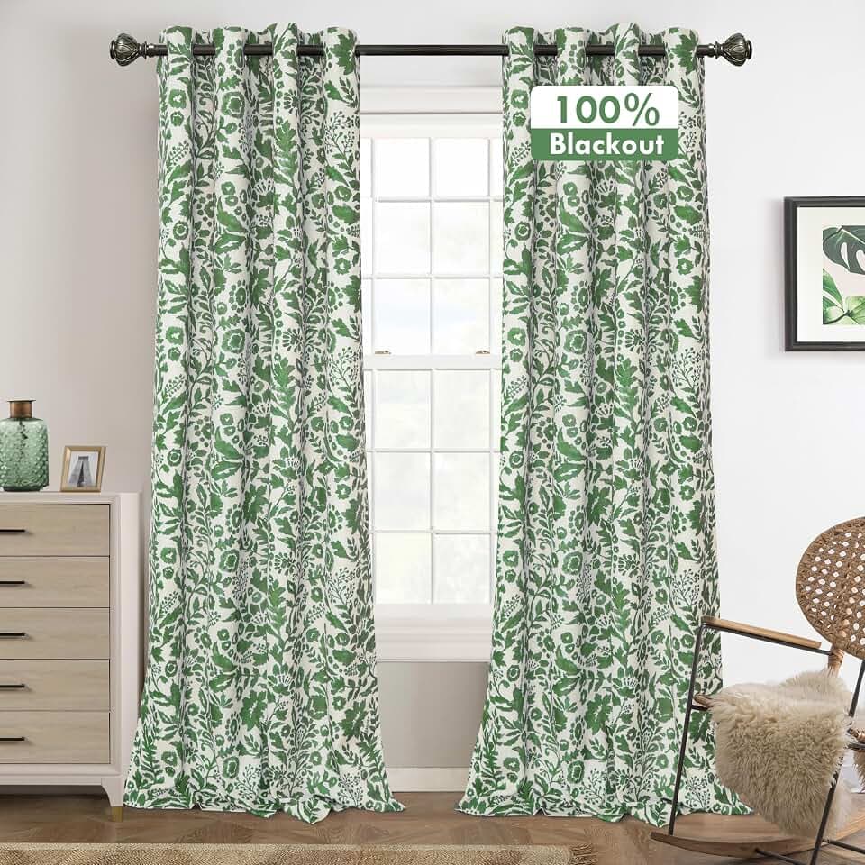 DriftAway Julia 100% Blackout Curtains Grommet 2 Panels, W52xL84, Green