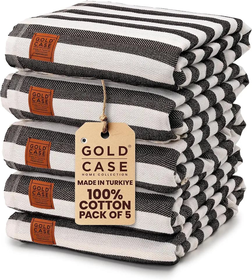 Gold CASE Turkish Beach Towel Set of 5 – MYRA 100% Cotton Beach Towels
