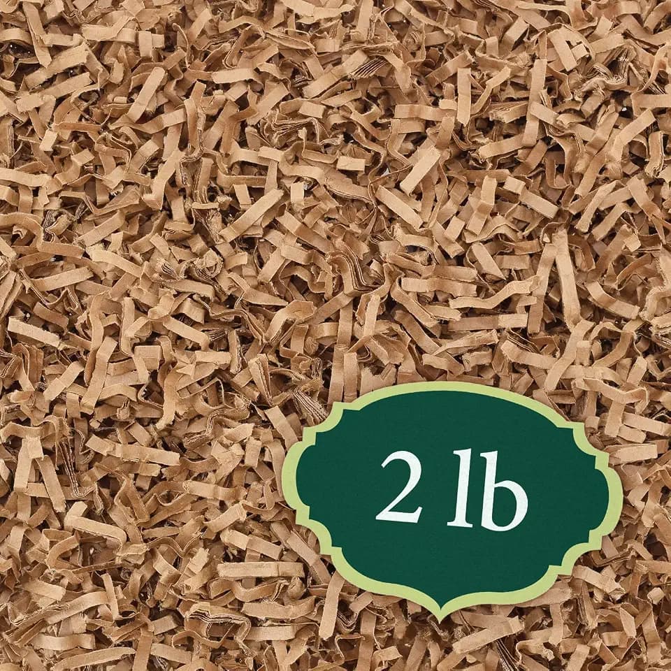 Arcadia Packaging Products Confetti Cut Kraft Paper Shred Filler, Recyclable Packing for Packaging, Shipping, Moving, Cushioning, Gift Baskets, Gift Wrapping, Holidays, and Crafts, 2 lb