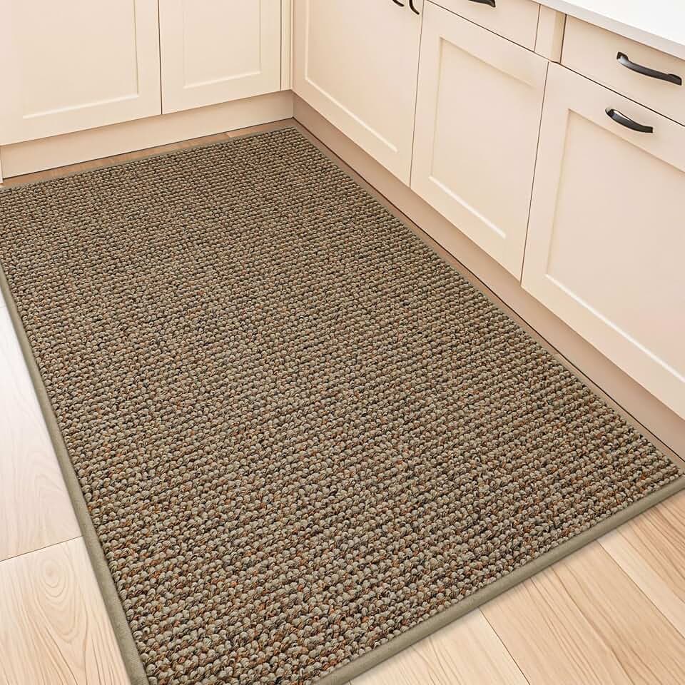 BEQHAUSE Kitchen Rugs 32"x48", Non-Slip Kitchen Mats for Floor, Taupe