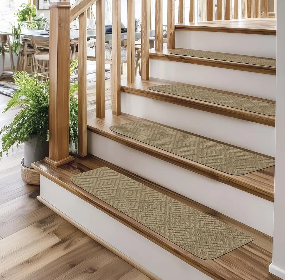 Mohawk Home Venice Stair Tread 0' 8" X 2' 6" (15 Piece Set) Carpet Tile - Tan
