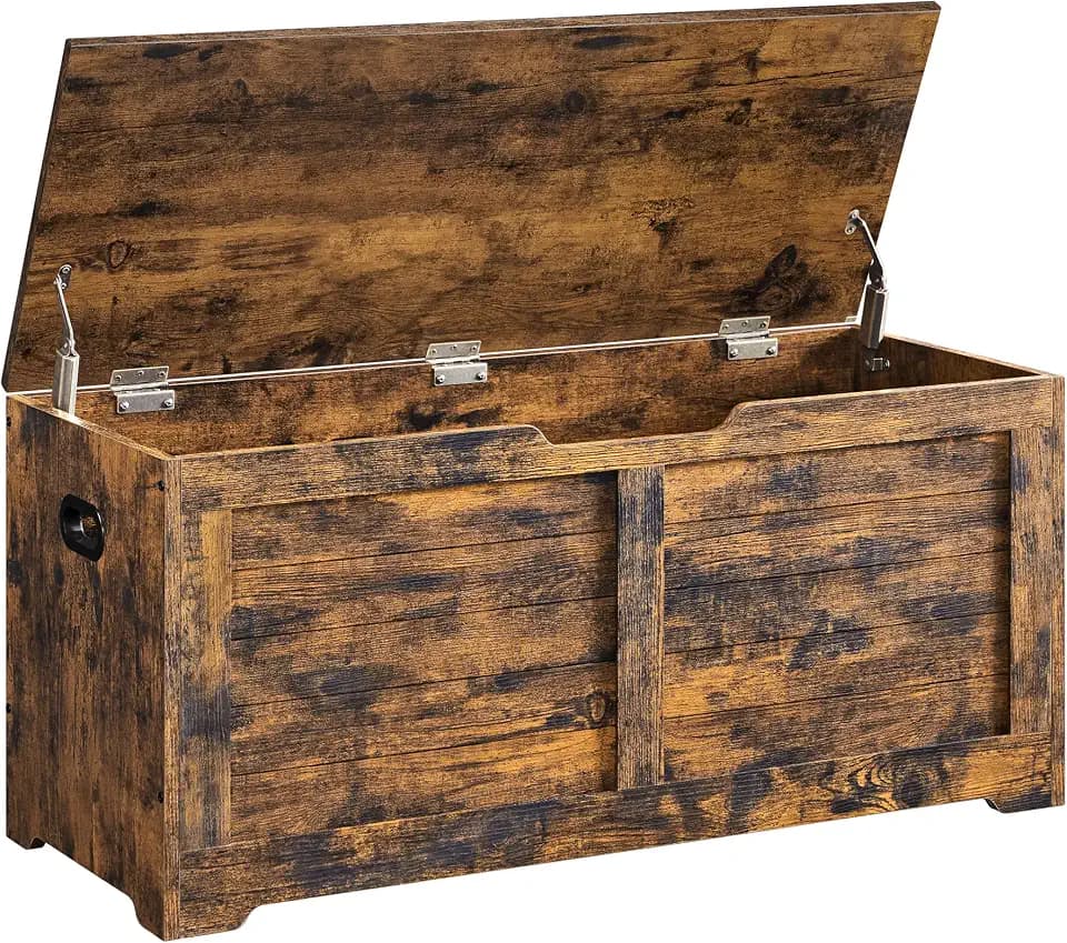 VASAGLE Storage Chest, 39.4 Inches Width Bench with 2 Safety Hinges