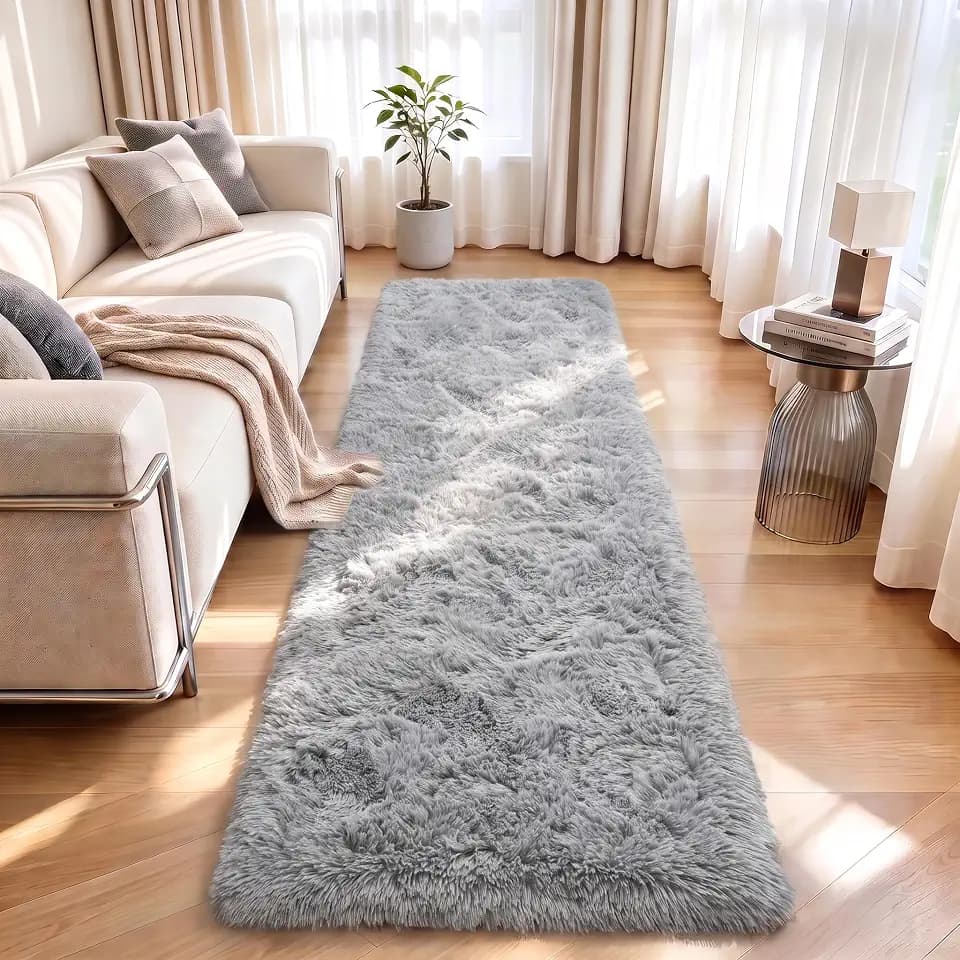LOCHAS 2x8 Runner Rugs for Hallway, Fluffy Area Rugs for Bedroom, Gray