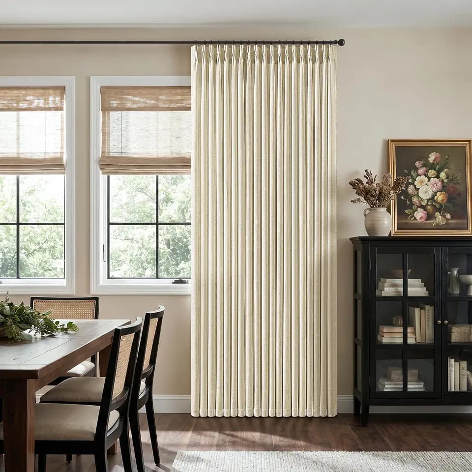 70 Inch Wide Pleated Neutral Curtains Cream Beige 102 Inches Long 1 Panel