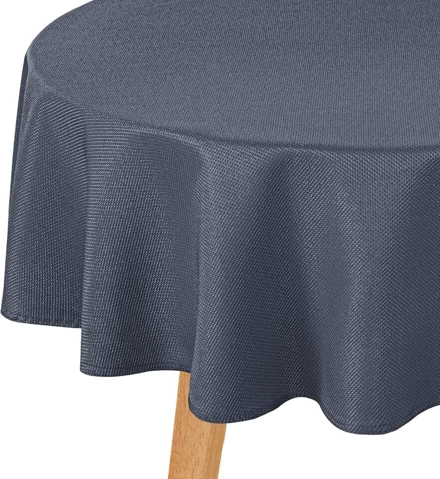 Hiasan Jacquard Textured Round Tablecloth 60 Inch, Dark Grey