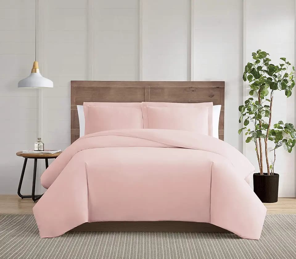Truly Calm Silver Cool Duvet Sets Blush Cotton 3-Piece King Duvet Set, Solid Themed, for Men and Women, Oeko-TEX Certified Confidence