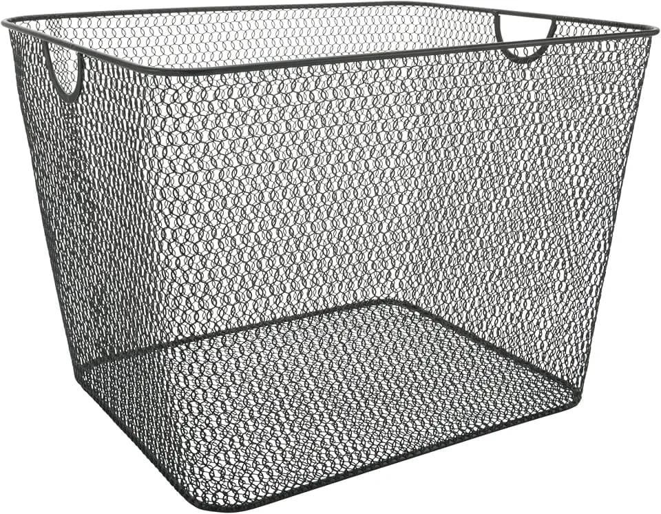 YBM Home Wire Mesh Kitchen Storage Basket Organizer for Organizing Household Pantry and Kitchen Cabinets - Multipurpose Wire Storage Baskets for Home, Dorm Room, Garage, Black - 2 Pack