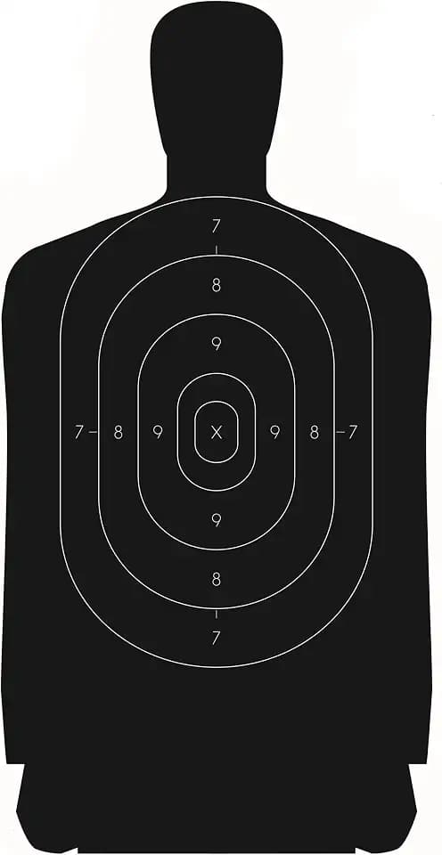 B-27 Silhouette Shooting Targets – Official Law Enforcement Qualification Target – Paper Targets for Pistol Training & Practice