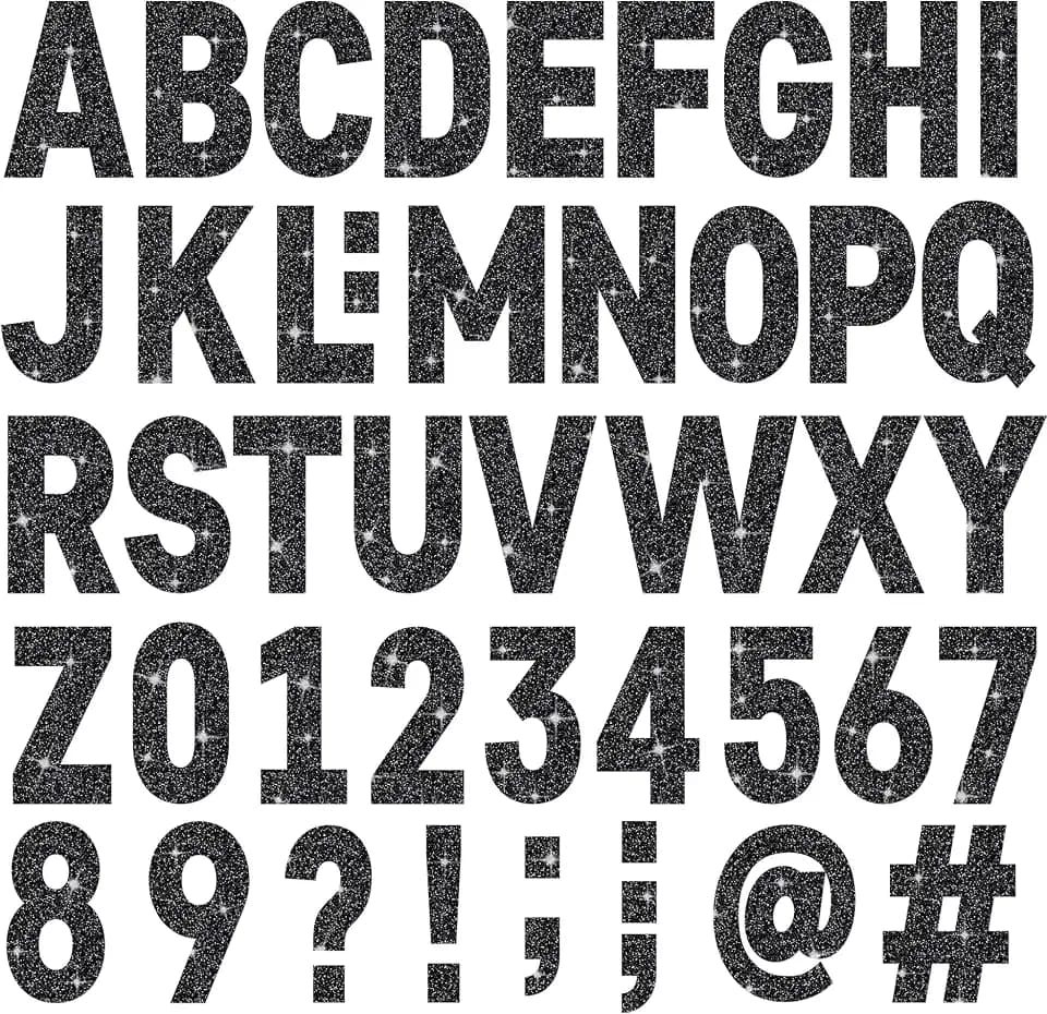 24 Sheets Large Black Letter Stickers 4Inch Glitter Alphabet Number Sticker
