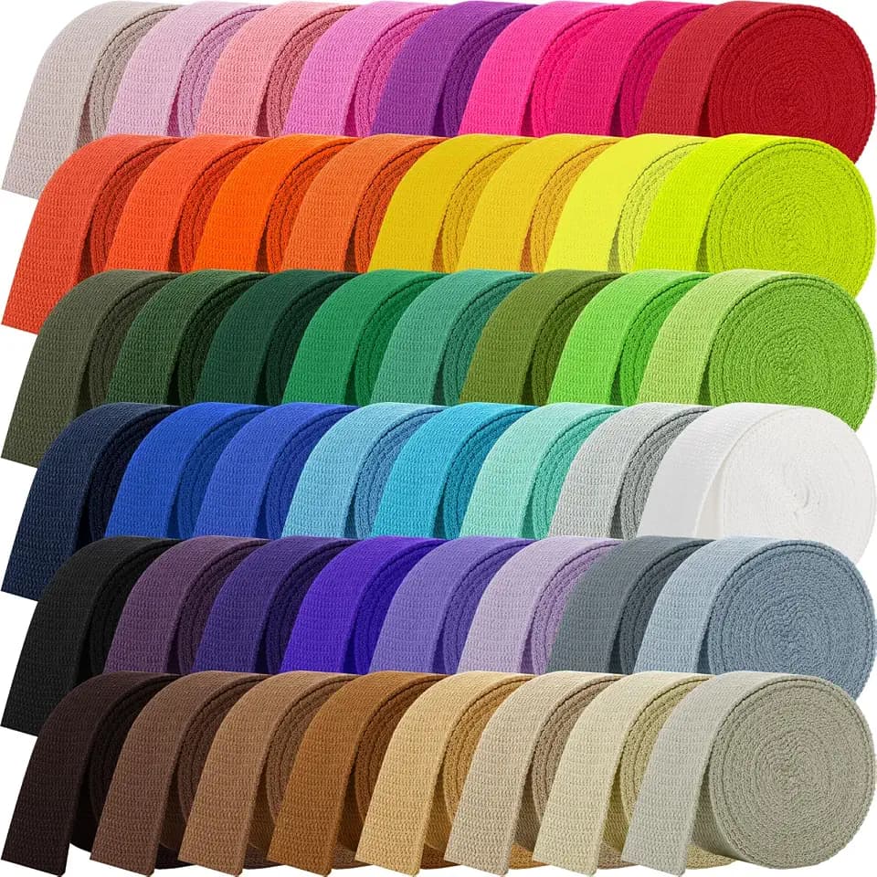 Windyun 48 Rolls Heavy Polyester Cotton Webbing Strap for Bags