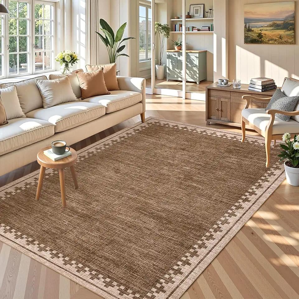 GarveeHome Washable Rug 5x7 for Living Room Non Slip Cross Bordered Carpet