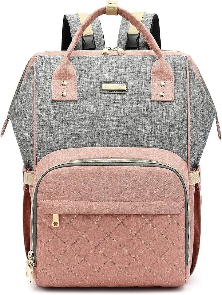 GAIVP Diaper Bag Backpack, Diaper Bags for Baby Girls Boys, Baby Bags for Moms Dads, Nappy Changing Bag with Insulated Pockets,Multi-functional Waterproof Backpack with Stroller straps-Pink