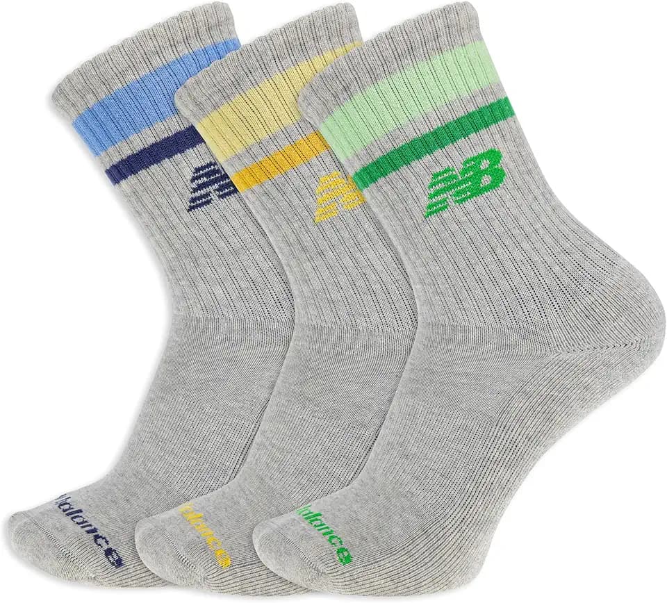 New Balance Unisex Adult Organic Cotton Crew & Mid-crew Socks, 3 Pairs