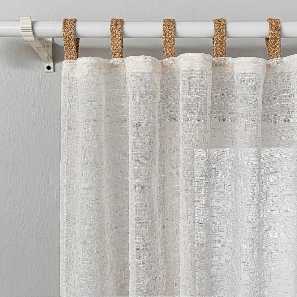 MYSKY HOME Beige Vorhang Leinenoptik Gardinen mit Schlaufen Gardine Boho