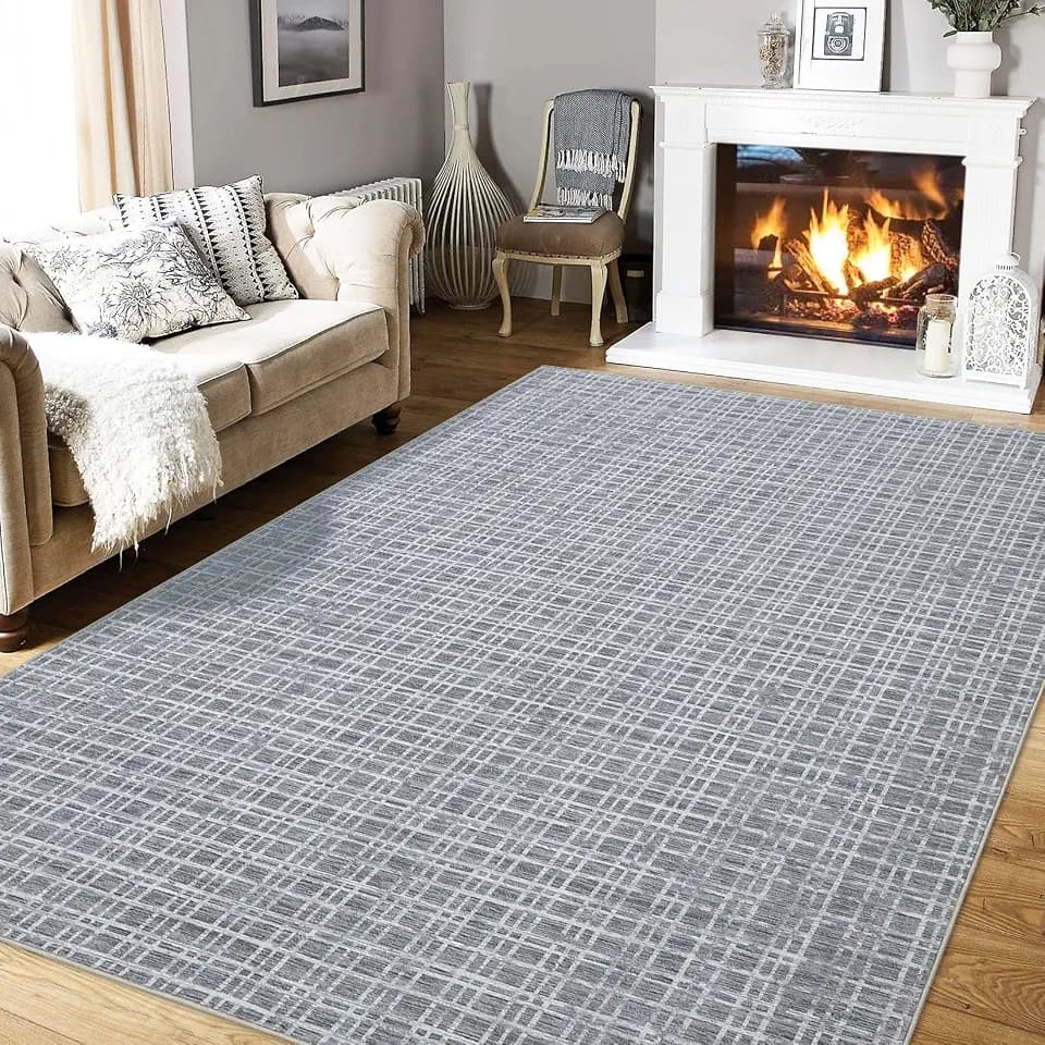 Living Room Rug 4x6 Area Rug Washable Modern Area Rug for Bedroom Aesthetic Entryway Rug Non Slip Accent Rugs with Rubber Backing Soft Low Pile Stain Resistant Carpet for Dining Room 4'x6'