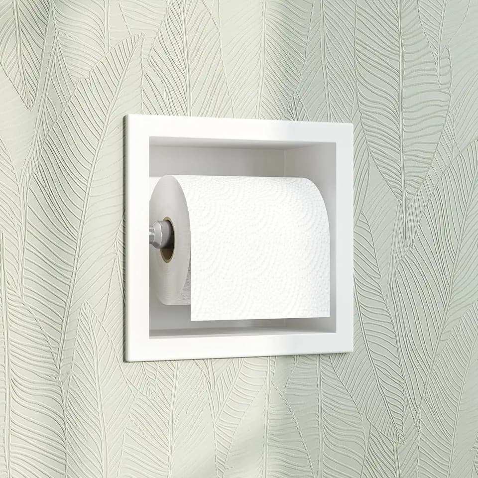 Qeke Toilet Paper Holder, Recessed Toilet Tissue Holder, White