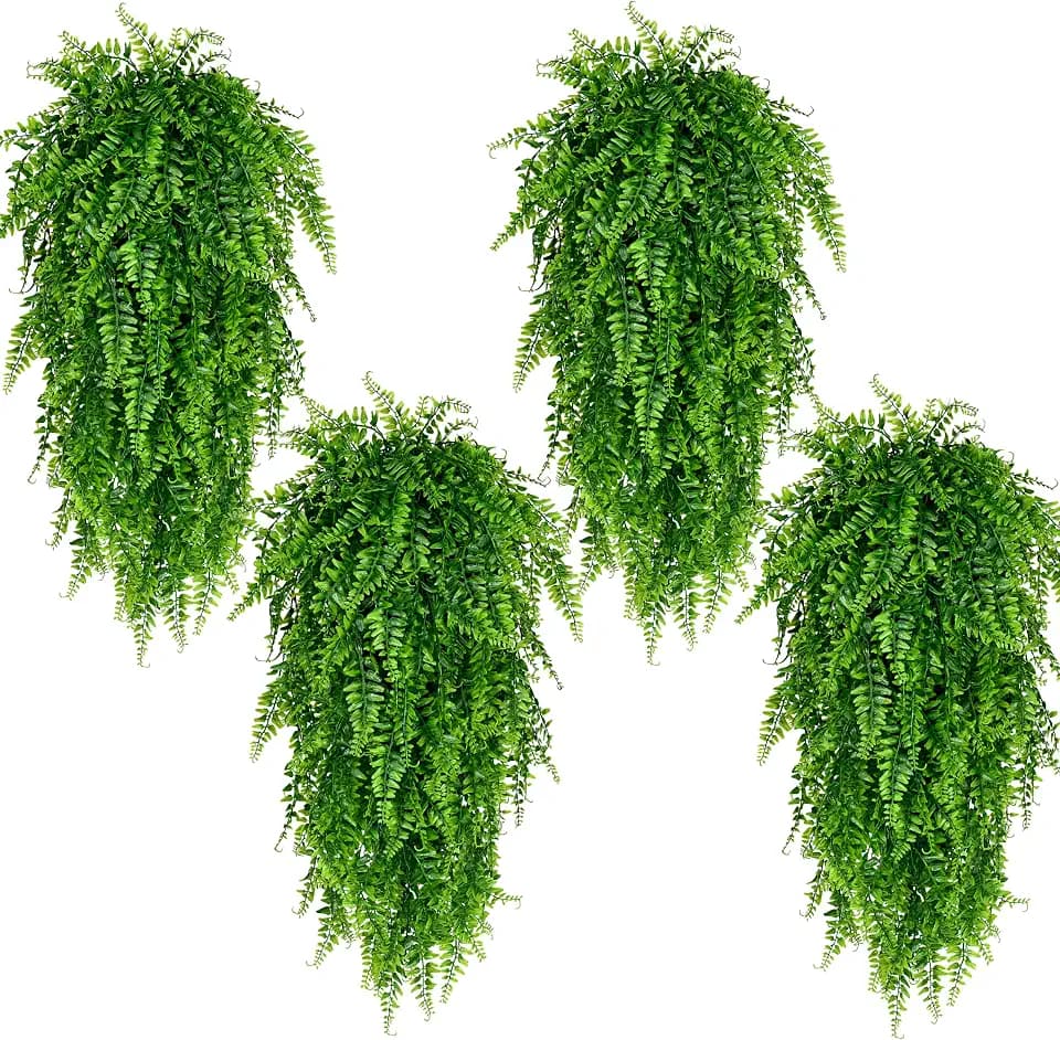 Waipfaru 8Pcs Fake Hanging Plants Artificial Ferns for Outdoors Fake Ferns
