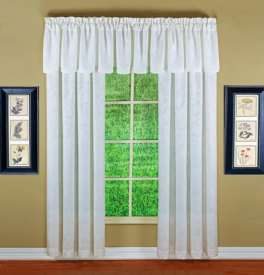 Today's Curtain, Flora Leaf Jacquard Panel 84", White, 52" W x 84" L