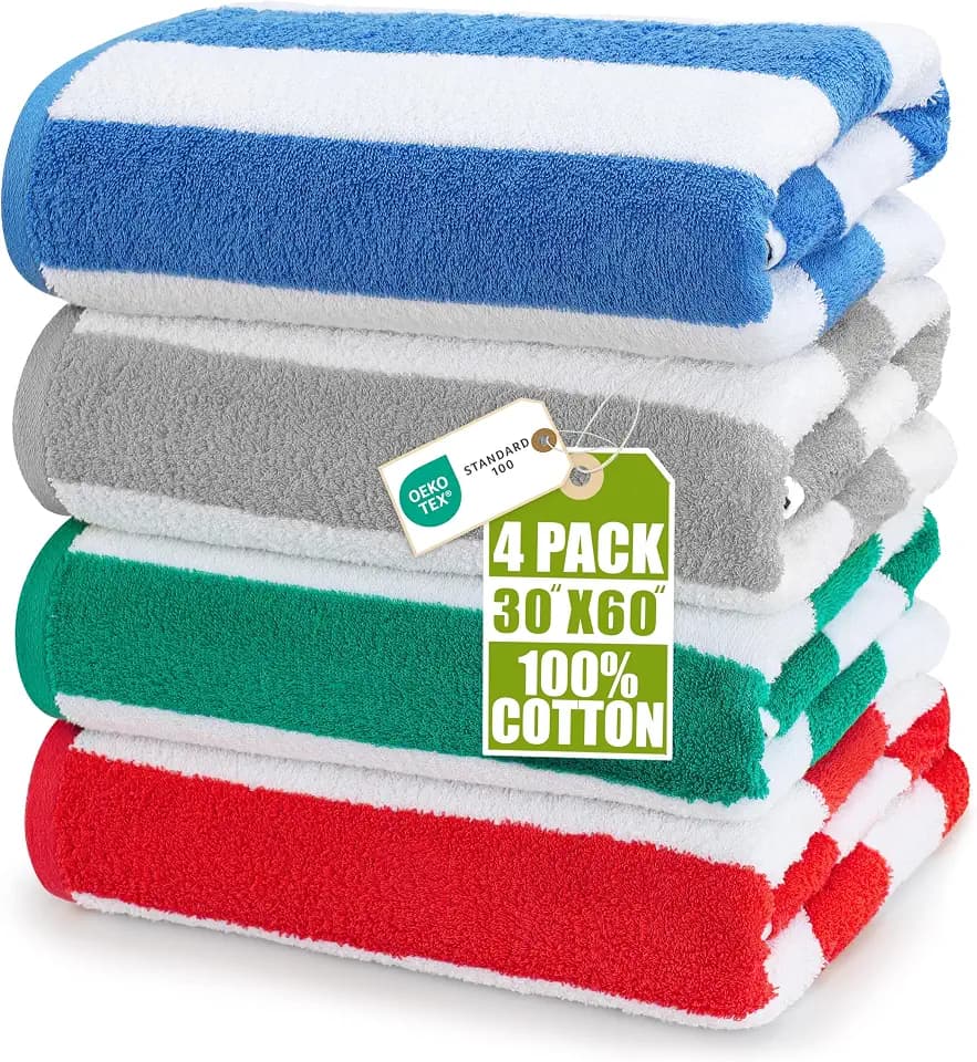 Utopia Towels Beach Towels, 4 Pack, 30x60 in, Bath Towels Cotton, Variety