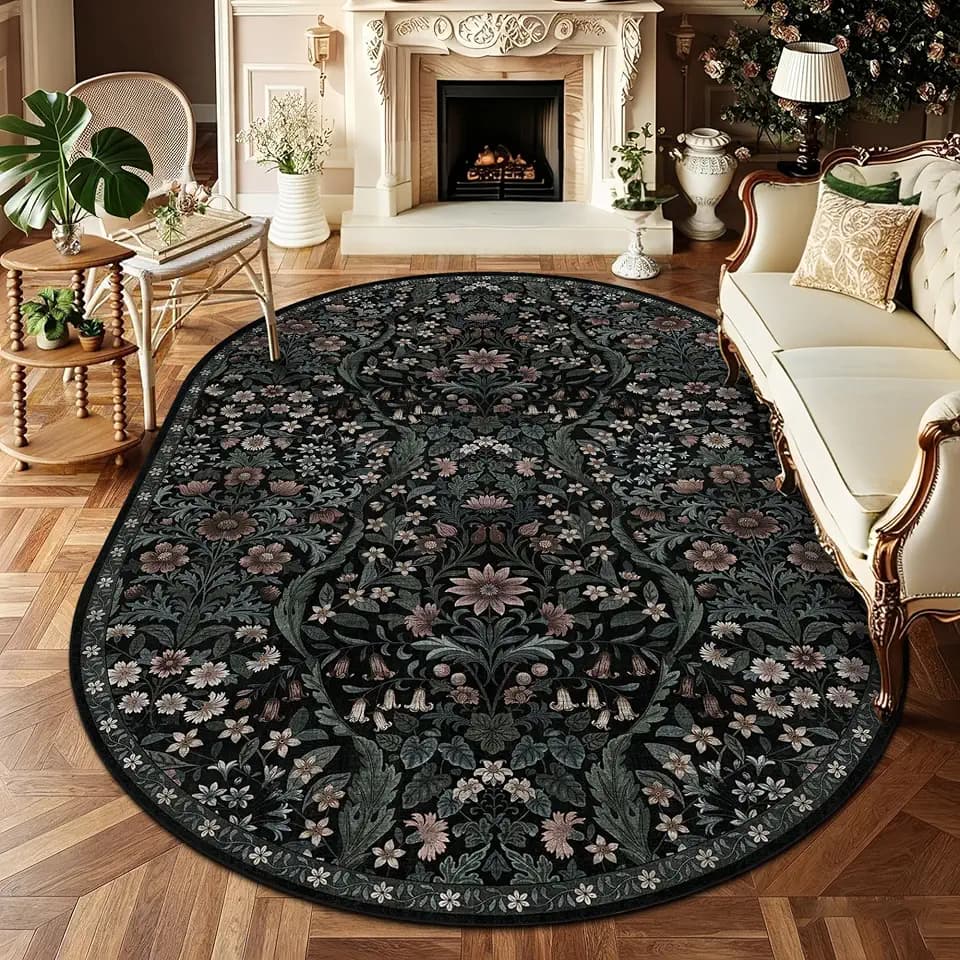 5x7 Oval Area Rug Washable Non-Slip Boho Indoor Living Room Rug