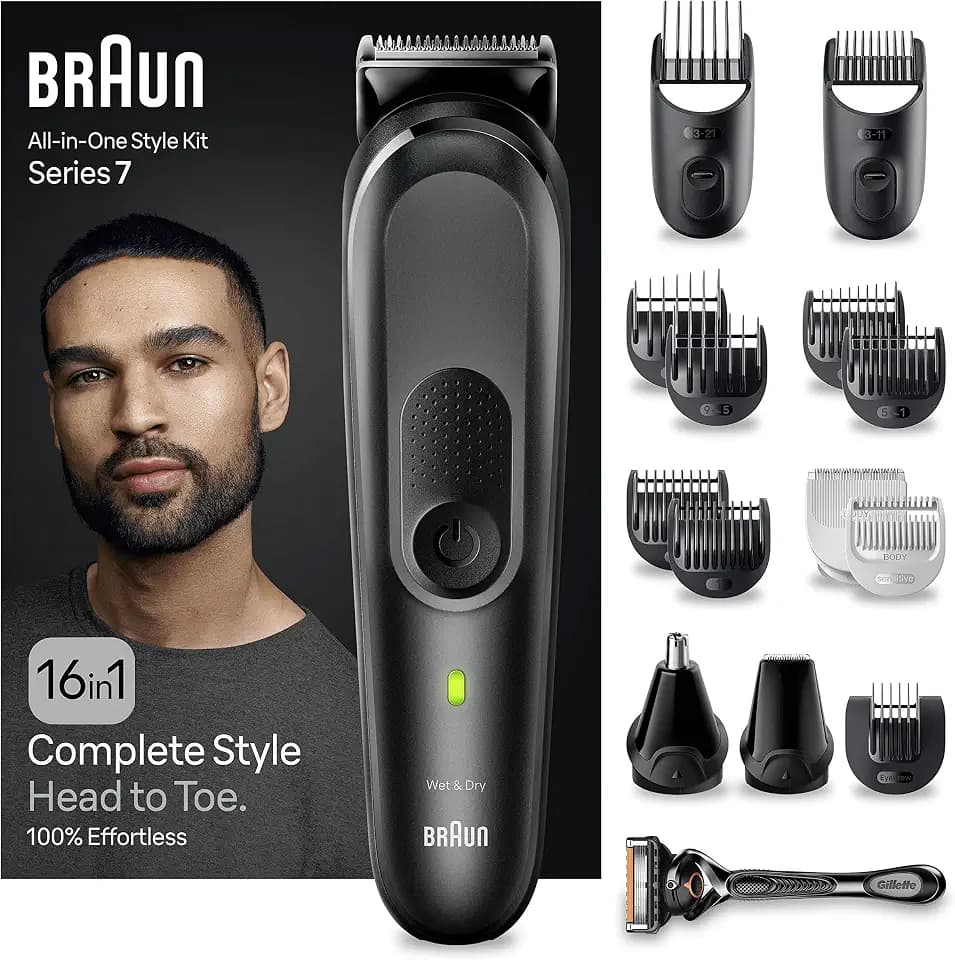 Braun All-in-One Style Kit Series 7 MGK7470, 16-in-1-Kit für Bart, Haare, Maniküre und mehr, Schwarz, 1 Stück
