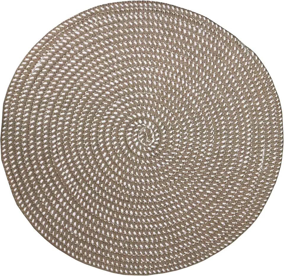 Hand Woven Round Area Rugs Living Room Bedroom Study Computer Chair Cushion Base Mat Round Carpet Lifts Basket Swivel Chair Pad Coffee Table Rug(2' Round, Dark Camel)