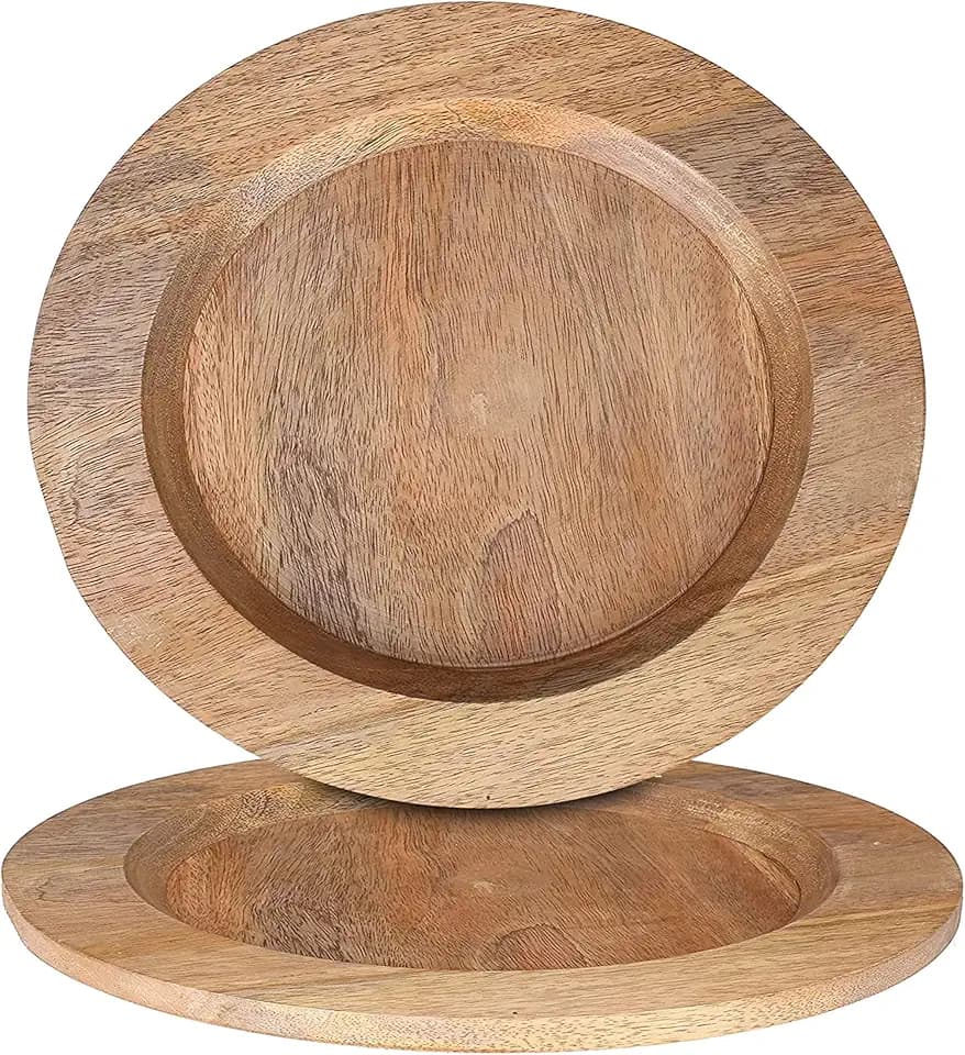 Alpha Living Home Wood Charger Plates, 13 in Round, 2-Pack