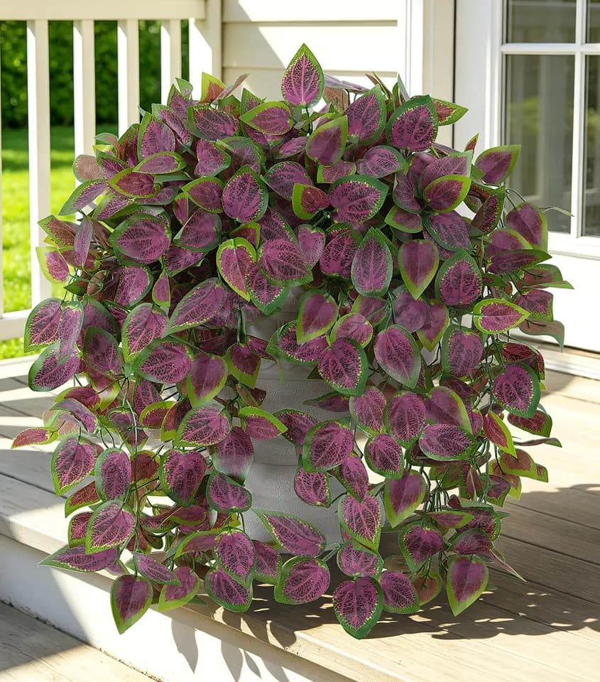 Fake Plants Artificial Hanging Plants for Outdoors Outside Decor, 2 PCS Faux Coleus Artificial Greenery Plants UV Resistant Look Real Long Trailing Vines for Front Door Porch Planter Urn Patio Indoor