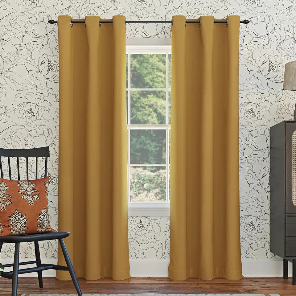 Sun Zero Easton Energy Saving Blackout Grommet Curtain Panel, Gold, 40" W x 95" L (1 Panel)