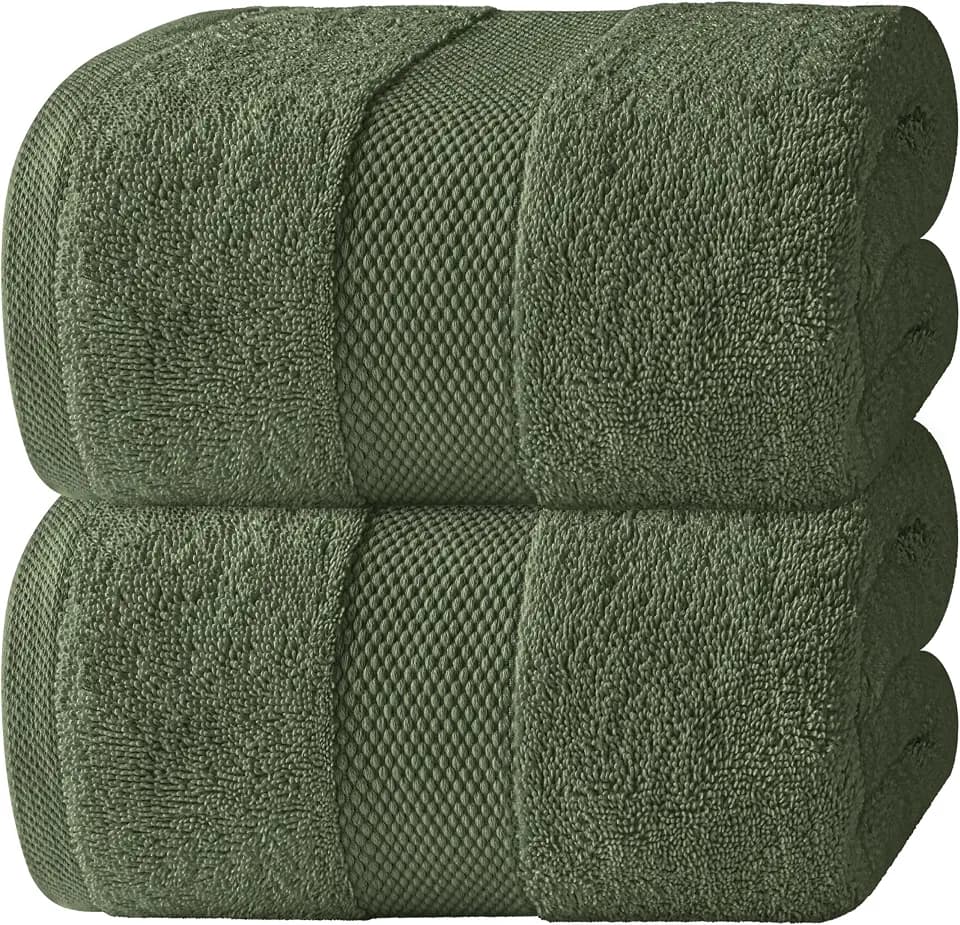 White Classic Luxury Forest Green Bath Sheets 2 Pack - Extra Large 35x70