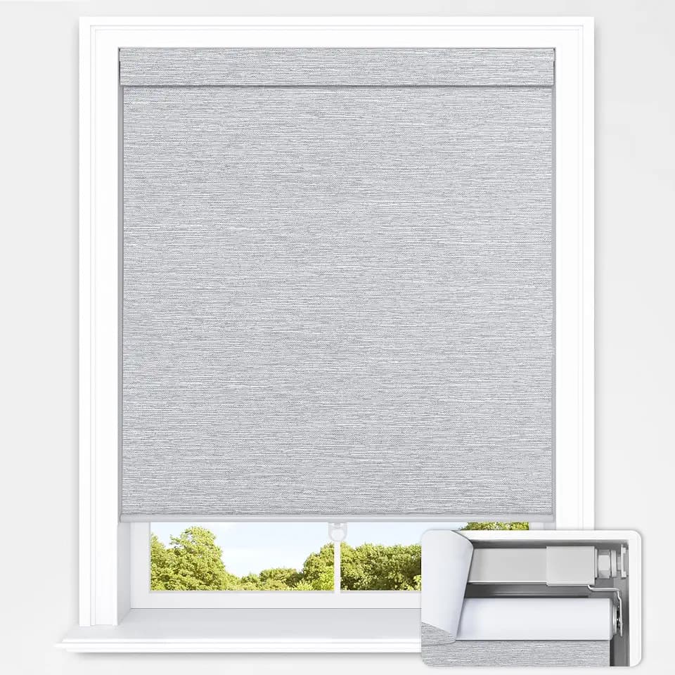 UNISHADES No Tools No Drill Cordless Blackout Roller Shades for Indoor Windows, Easy to Install, Darkens Rooms, Blocks Heat, and Protects Against UV Rays, Window Size 22.5” W × 72" H Grey