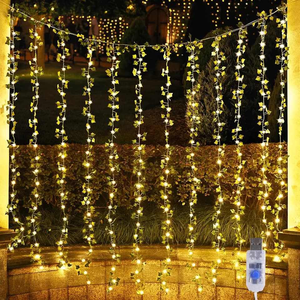 84Ft 12 Pack Artificial Ivy Garland Fake Plants, Ivy Leaves with 240 LED USB Powered String Lights, Hanging Ivy Lights for Aesthetic Bedroom Garden Party Wall Room Décor (Ivy)