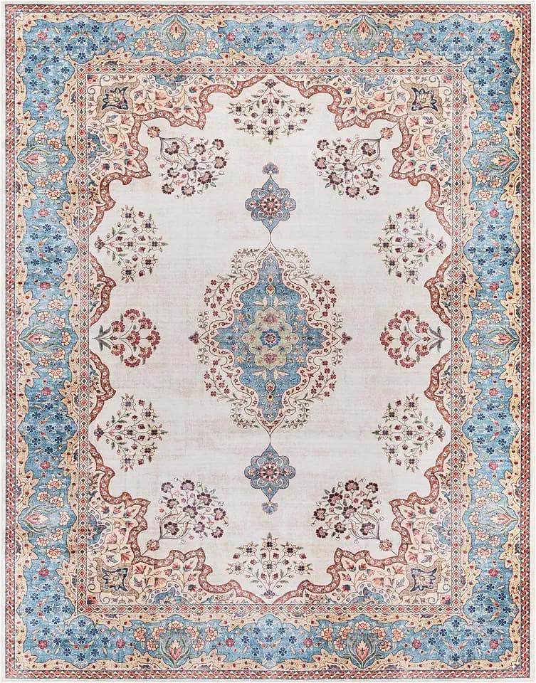 Gertmenian Indoor Boho Area Rug - 6x9 Medium, Non Slip, Super Strong, Ideal for High Traffic Areas in Bedroom, Living Room, Kitchen - Dainty Medallion, Multi, 24533